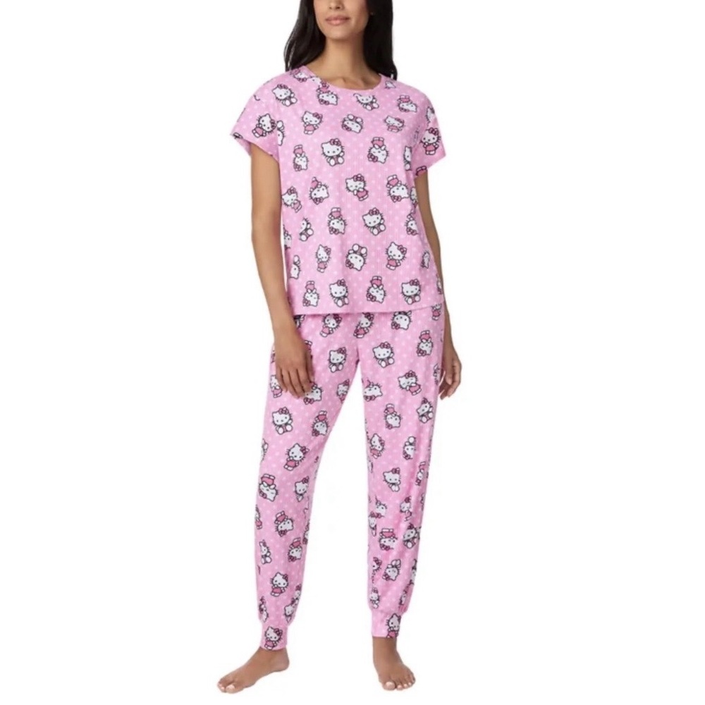 NWT Sanrio Hello Kitty Pink Short Sleeve & Jogger Set - Picture 2 of 7